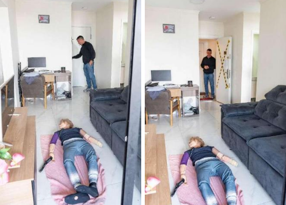 Simulação na versão do tenente-coronel Geraldo. Foto: Arquivo Investigação Criminal