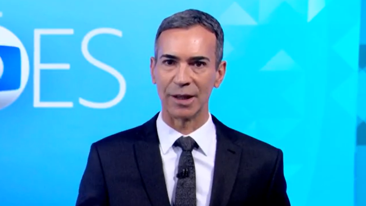 César Tralli nas eleições. Foto: Reprodução/TV Globo