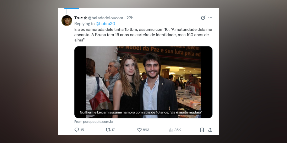 Guilherme Leicam se casa e diferença de idade vira assunto na web. Foto: Reprodução/X