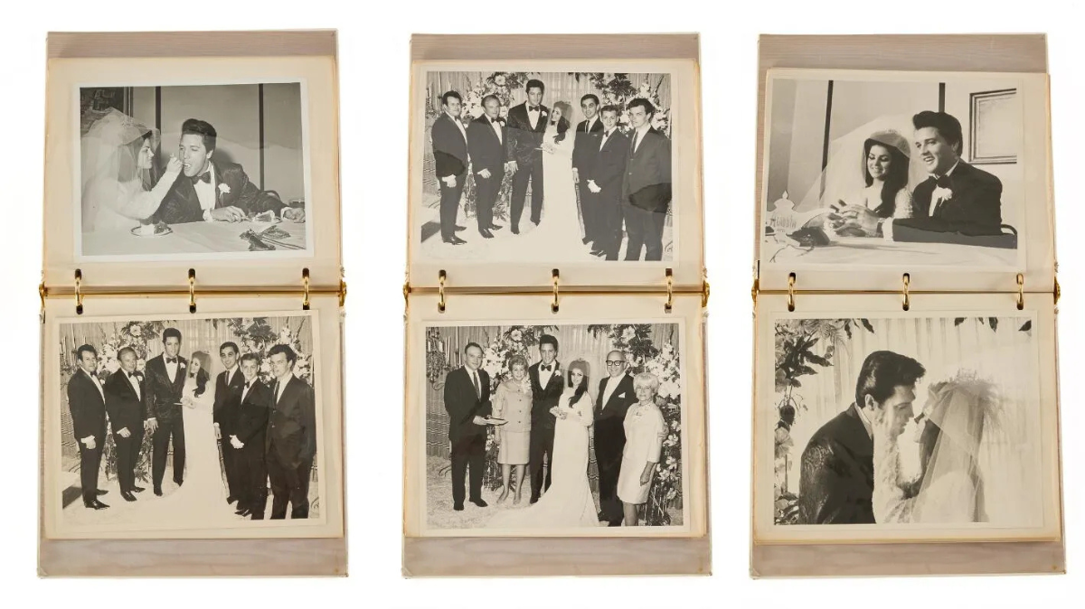 Fotografia do casamento de Elvis Presley e Priscilla Presley, realizado em 1967. Foto: Divulgação/Bruun Rasmussen