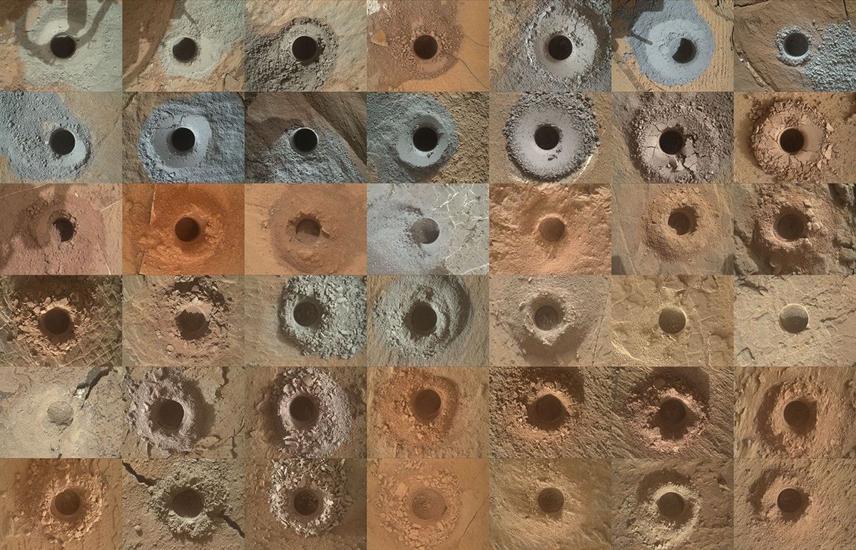 Amostras retiradas com a broca do rover Curiosity são analisadas pelos instrumentos do próprio veículo em busca de informações sobre a composição do solo e sinais da presença antiga de água. Foto: NASA/JPL-Caltech/MSSS