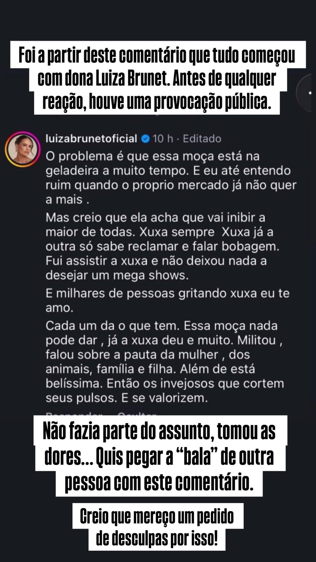 Mara Maravilha se pronuncia após debochar de agressão sofrida por Luiza Brunet. Foto: Reprodução/Instagram/@maramaravilhaoficial
