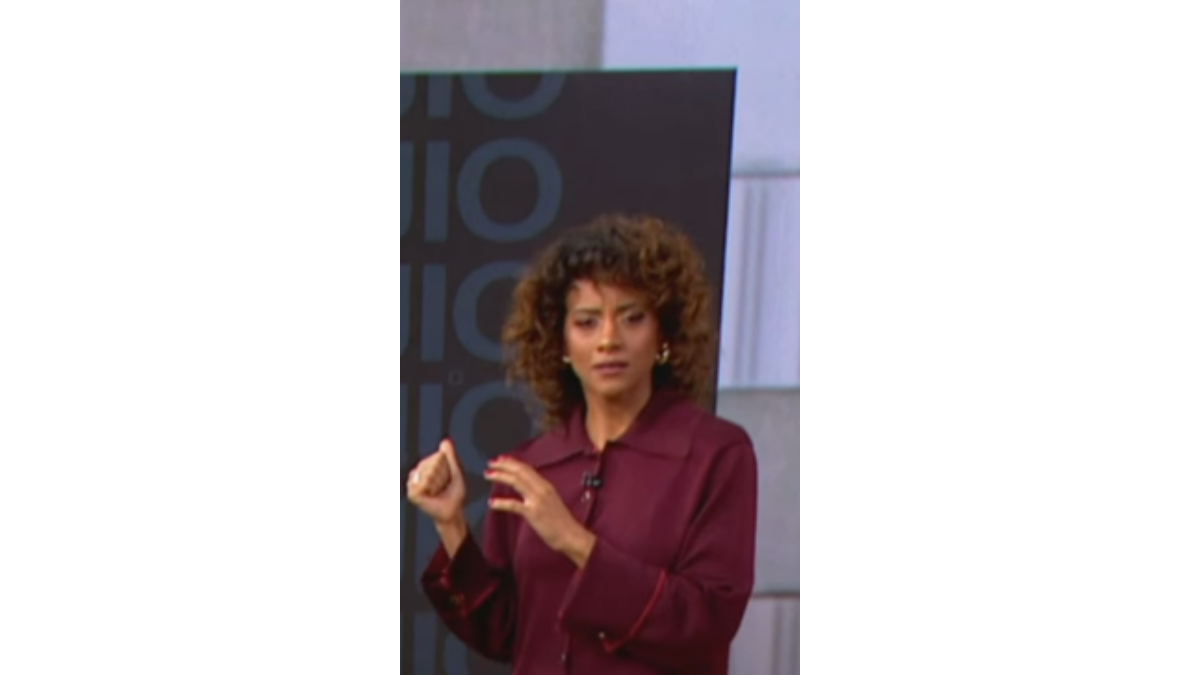Aline Midlej passa por perrengue ao vivo. Foto: Reprodução/TV Globo
