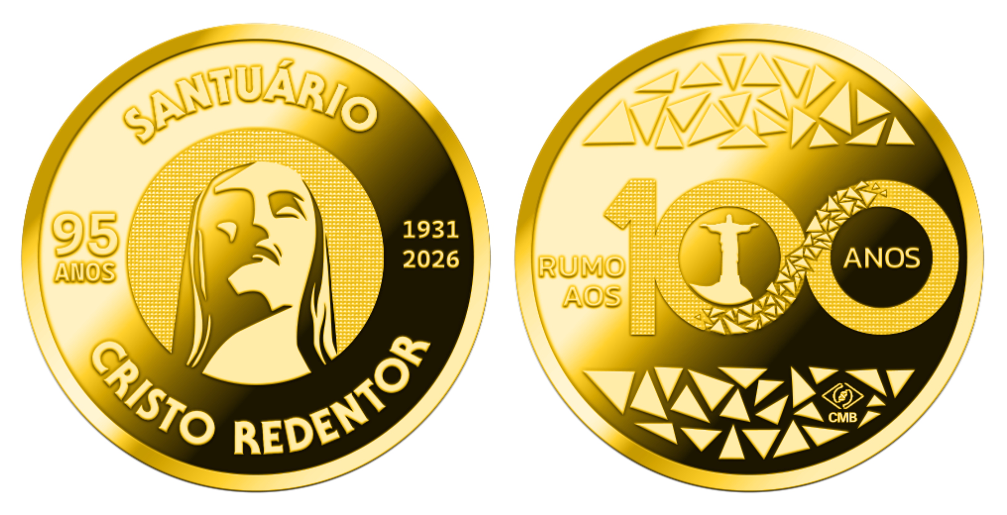 Medalha em bronze dourado do Cristo Redentor. Foto: Divulgação: Santuário Cristo Redentor