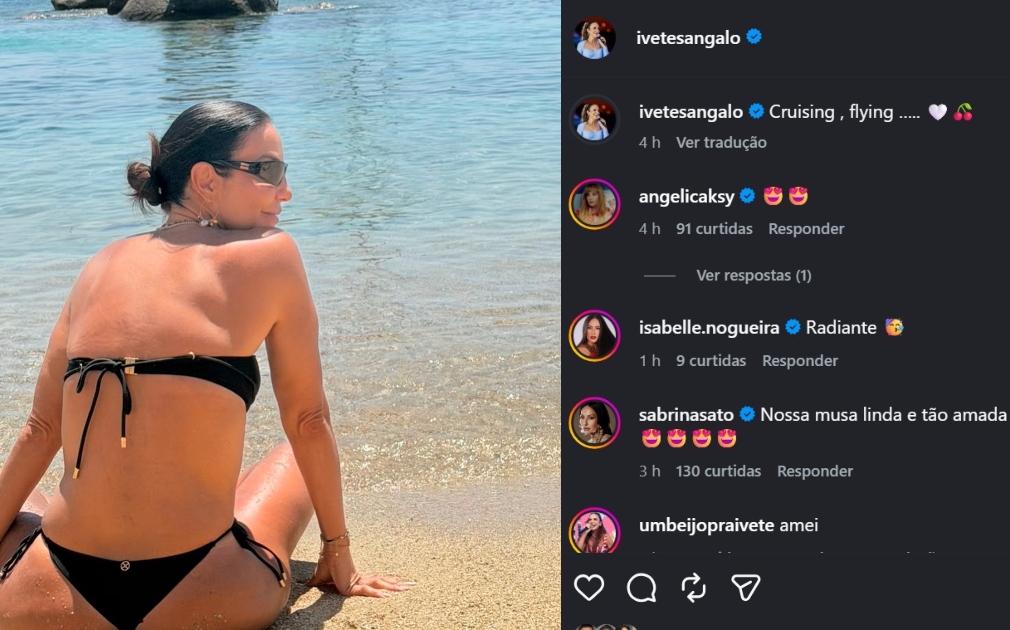 Ivete Sangalo na praia, na Grécia. Foto: Reprodução das Redes Sociais