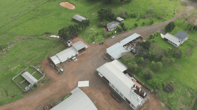 Direção dos ventos do tornado em Campo Erê (SC). Foto: Defesa Civil/Divulgação