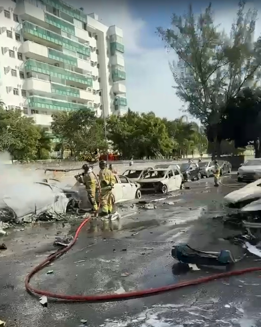 Acidente com dois helicópteros no Rio de Janeiro. Foto: Reprodução/redes sociais