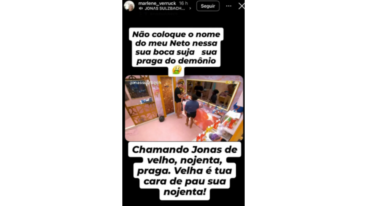 Mãe de Jonas detona Milena. Foto: Reprodução/Instagram/@marlene_verruck